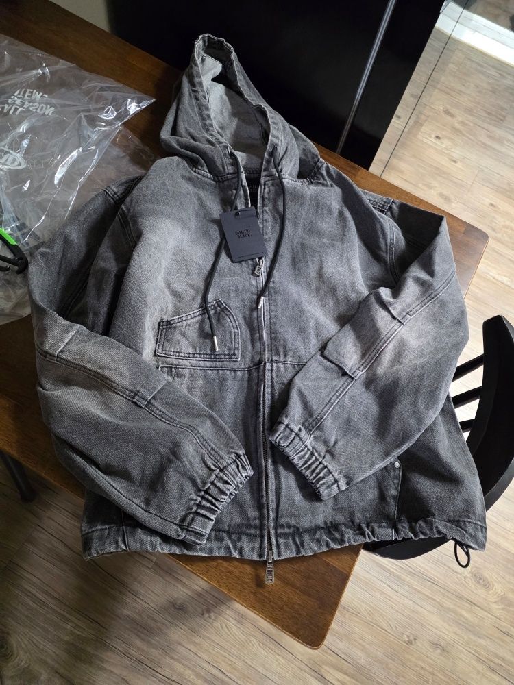 MUSINSA | DIMITRI BLACK FADEWASHING OG DENIM HOODED ZIP-UP_GRAY