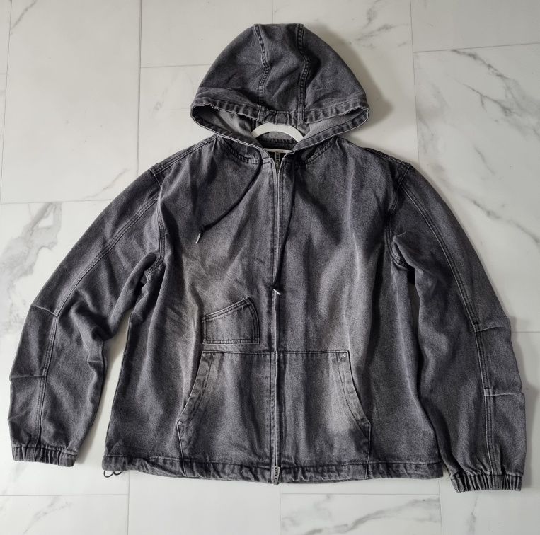 MUSINSA | DIMITRI BLACK FADEWASHING OG DENIM HOODED ZIP-UP_GRAY