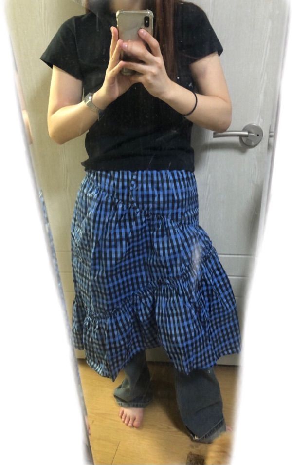 MUSINSA | ENZO BLUES Shirring banding skirt (Blue)