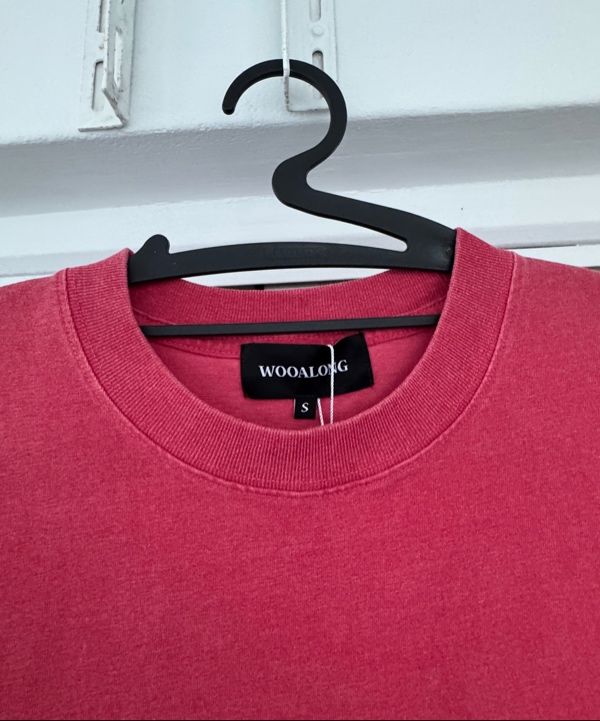 MUSINSA | WOOALONG Pigment over fit graphic T-shirt - RED