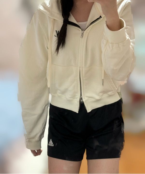ジャケット WOOALONG Signature crop hood zipup BLACK WOOALONG ウアロン Signature crop hood zip-up / WOOALONG