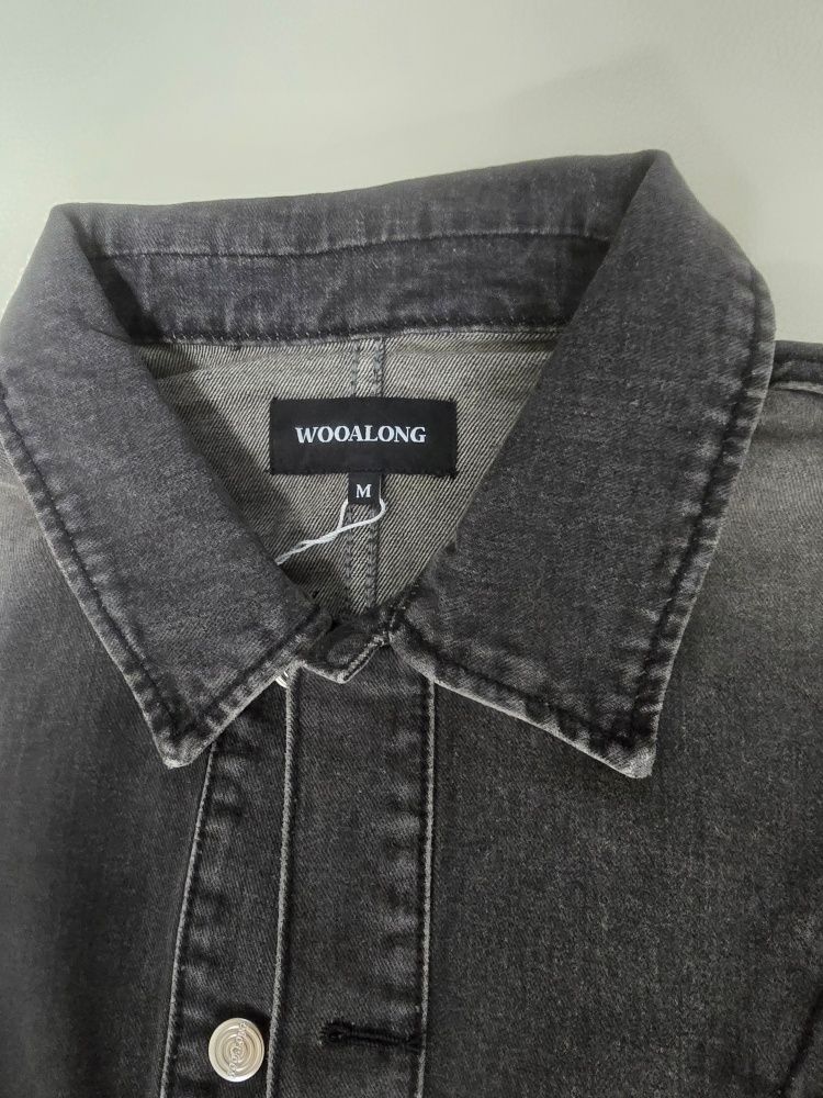 MUSINSA公式 | WOOALONG Washing curve pocket denim jacket - GRAY