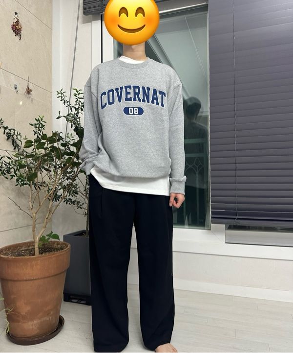 MUSINSA | COVERNAT arch logo sweatshirt oatmeal