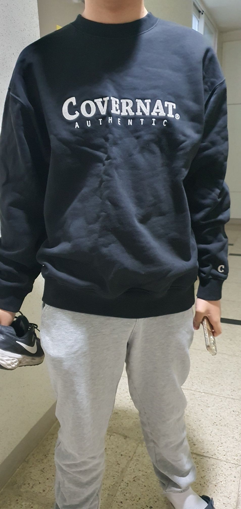 ★★COVERNAT★★ Authentic Logo Sweatshirt Melange Gray CO24 MUSINSA | COVERNAT Authentic Logo Sweatshirt Melange Gray