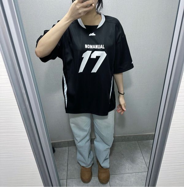 日本未入荷NOMANUALの17 MESH BLOCK FOOTBALL JERSEY 全2色 MUSINSA | NOMANUAL 17 MESH BLOCK FOOTBALL JERSEY - BLACK