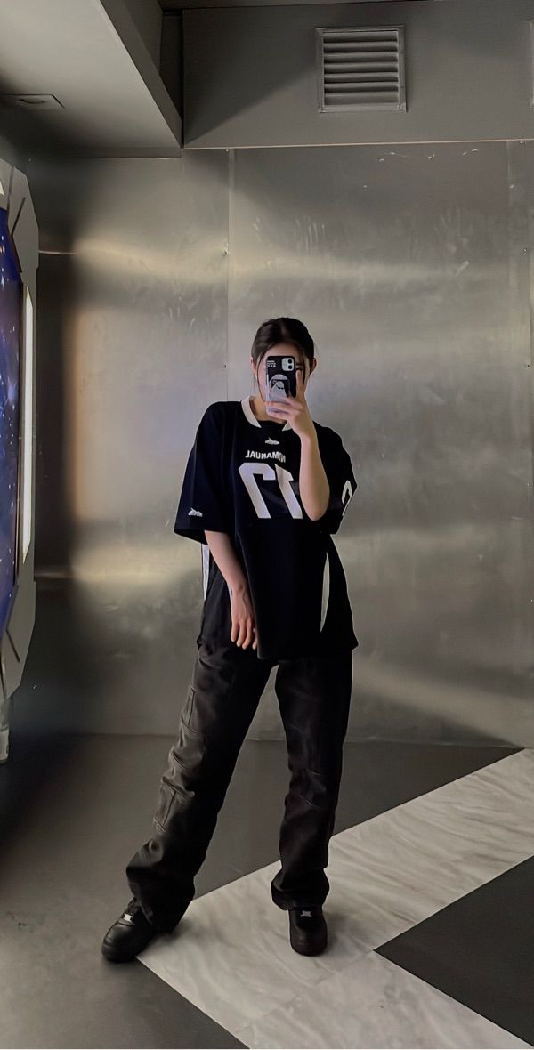 MUSINSA | NOMANUAL 17 MESH BLOCK FOOTBALL JERSEY - BLACK