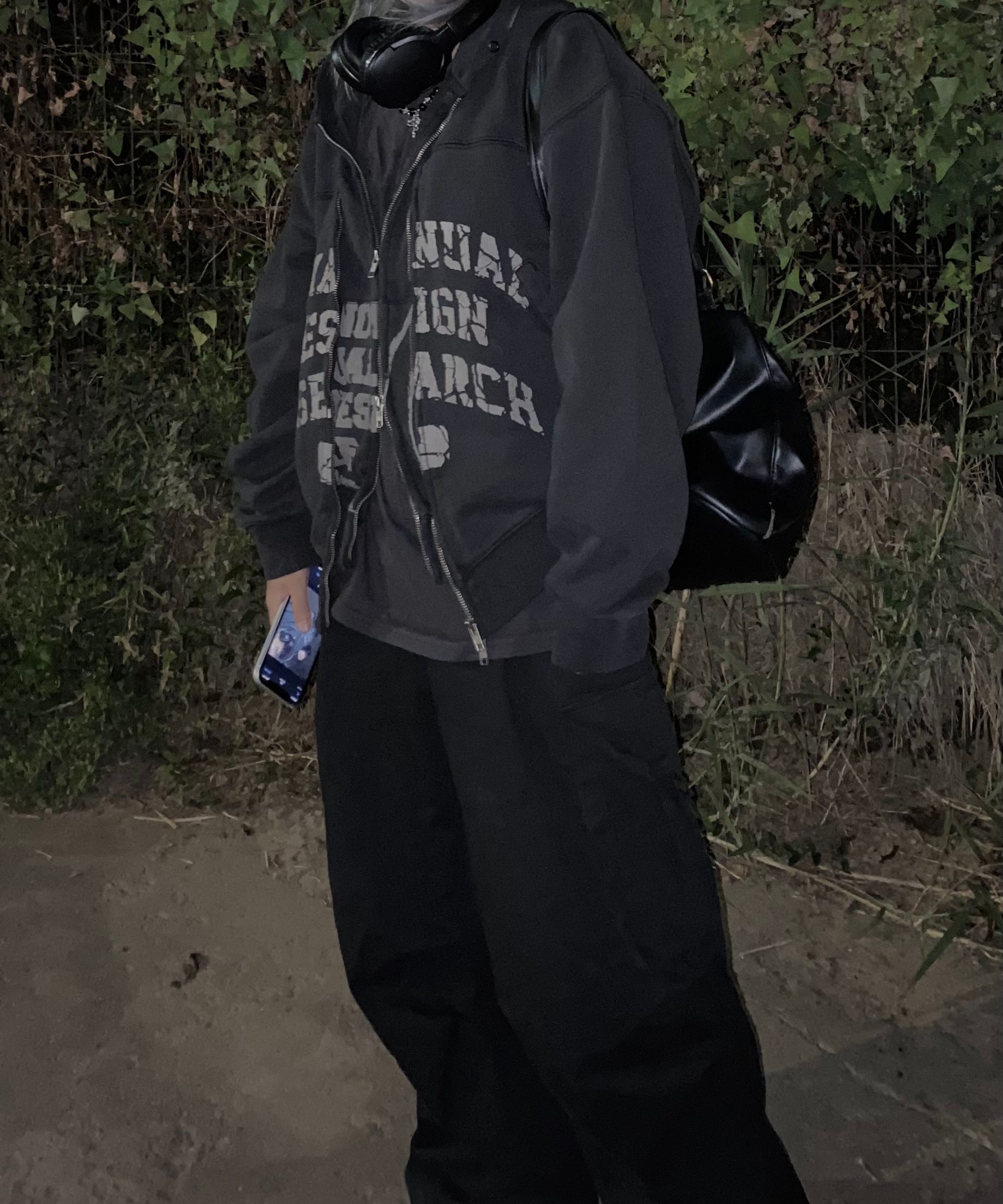【NOMANUAL】 OVERDYED D.F.L HOODED ZIP-UP - WASHED BLACK OVERDYED D.F.L HOODED ZIP-UP - WASHED BLACK - nomanual