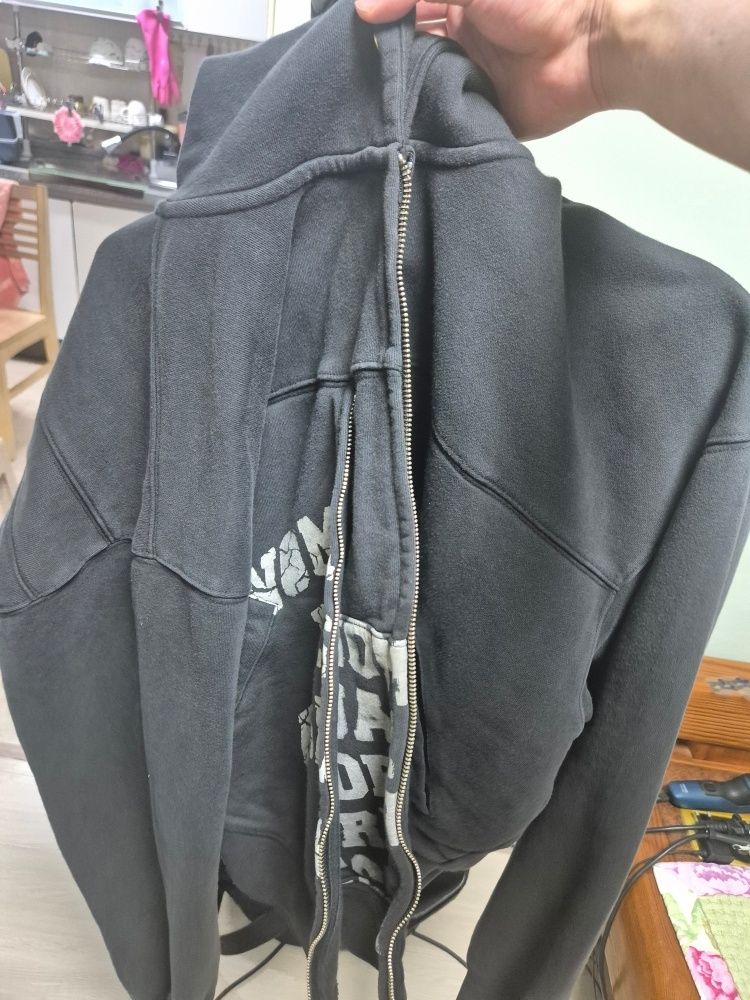 MUSINSA | NOMANUAL OVERDYED DFL HOODED ZIP-UP - WASHED BLACK