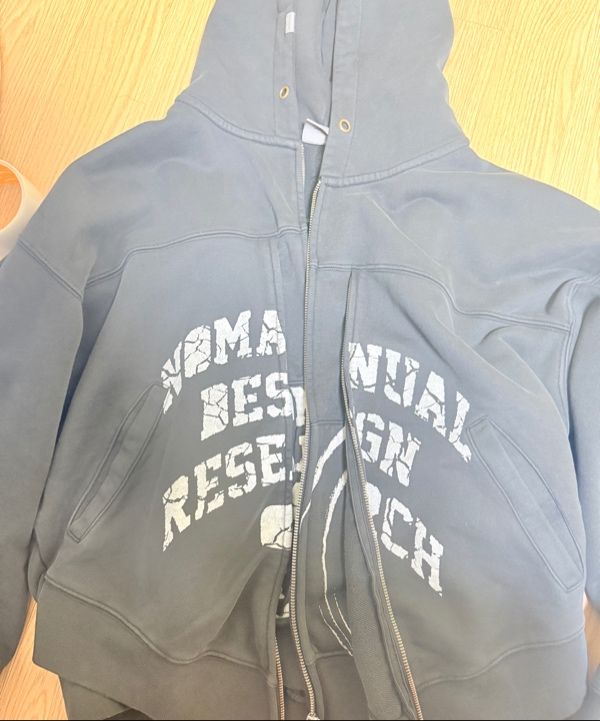 MUSINSA | NOMANUAL OVERDYED DFL HOODED ZIP-UP - WASHED BLACK