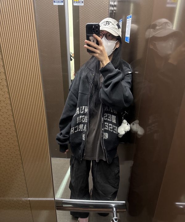 MUSINSA公式 | NOMANUAL OVERDYED DFL HOODED ZIP-UP - WASHED BLACK