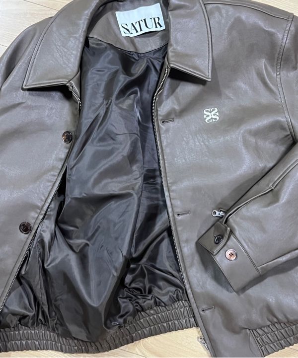 MUSINSA公式 | SATUR Theo Vegan Leather Blouson Jacket
