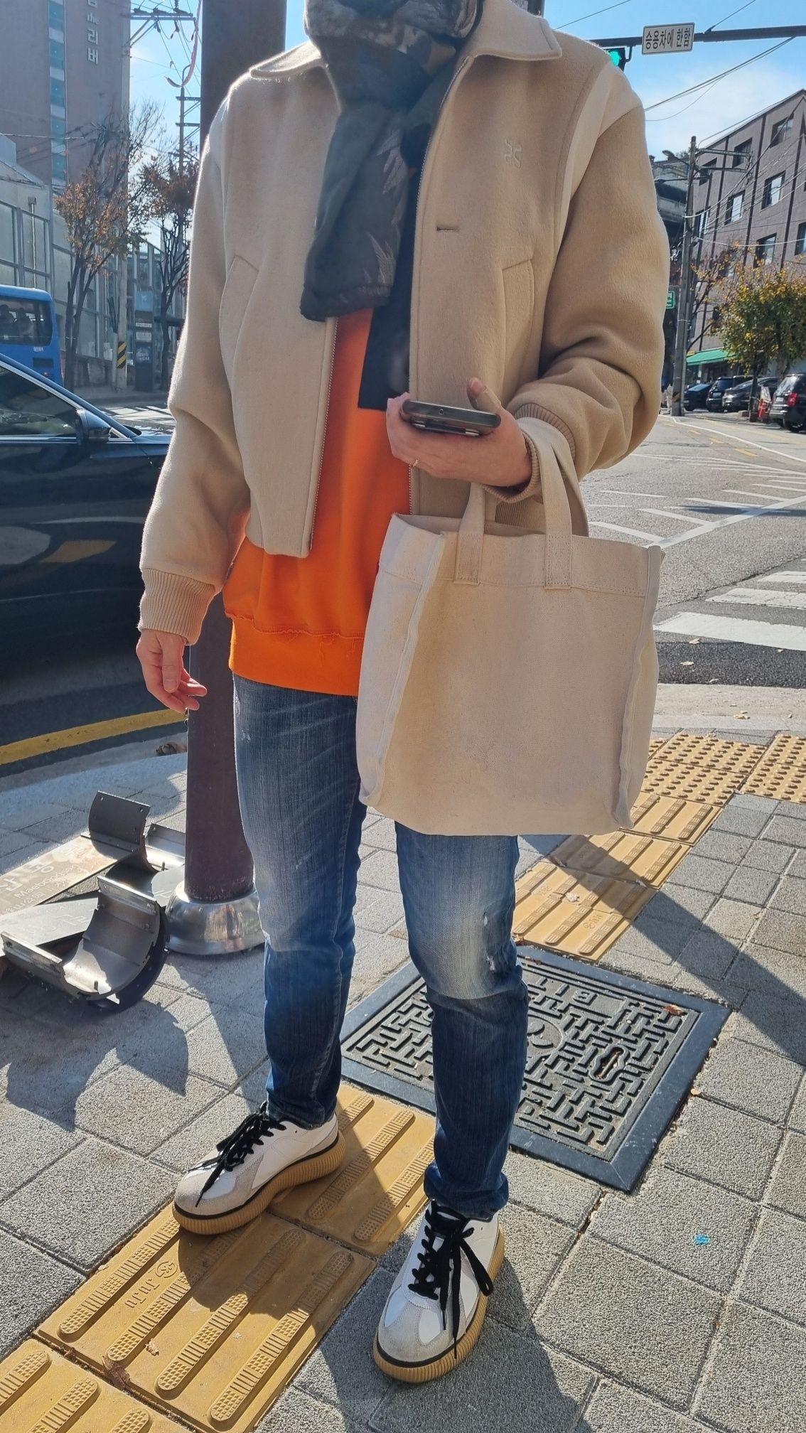 MUSINSA | SATUR Percy wool blend varsity jacket organic beige