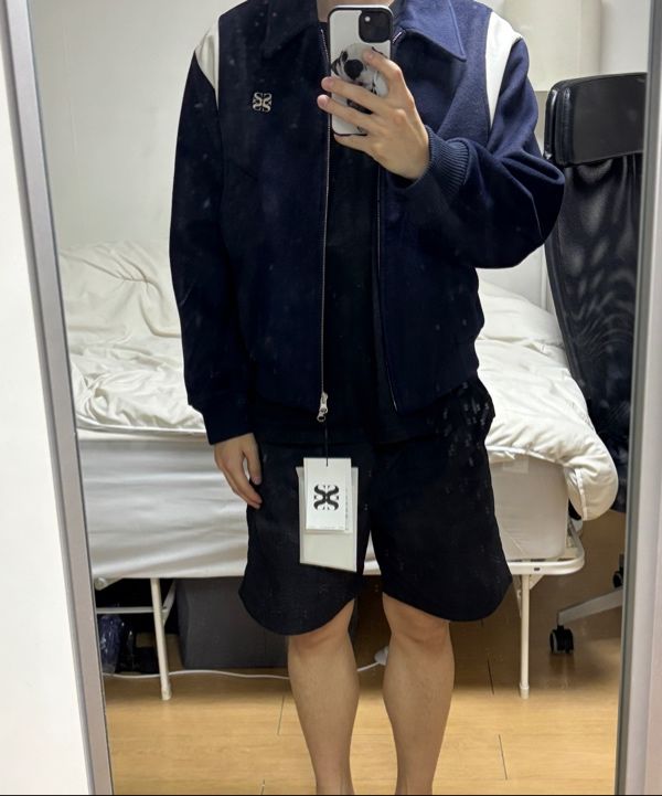 MUSINSA | SATUR Percy wool blend varsity jacket classic navy