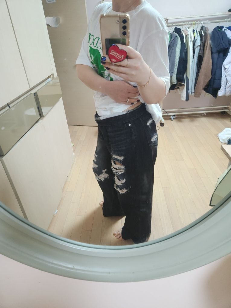 ★ ROCKCAKE ★Faye Damage Jeans【送料0/関税0】 MUSINSA公式 | ROCKCAKE Faye Damage Jeans - Black