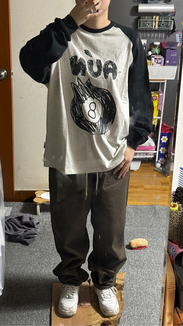 MUSINSA | TIMCOMIX Eight Ball Crayon Raglan Long Sleeve_Black