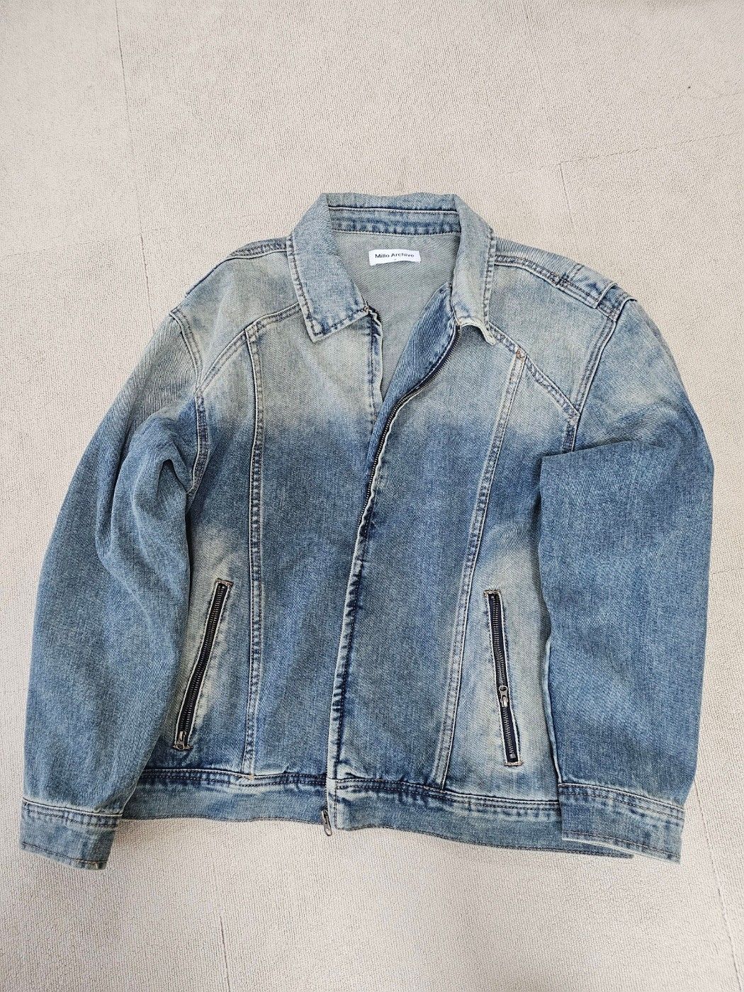 【韓国 MILLO ARCHIVE】Washed Denim Racing Jacket MUSINSA | MILLO ARCHIVE Back Pleats Denim Jacket [Washed Black]