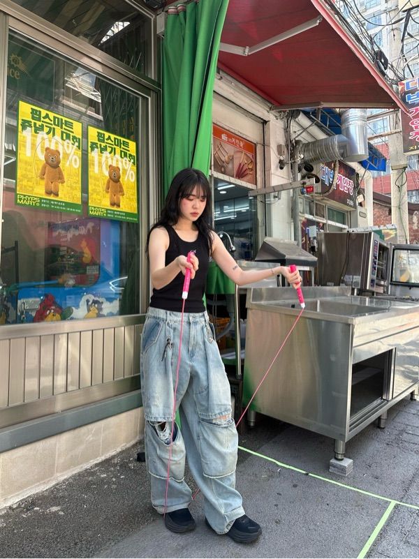 パンツ XTONZ XP207 Double Layering Damage Incision Denim Pants BLUE MUSINSA | XTONZ XP207 Double Layering Damage Incision Denim