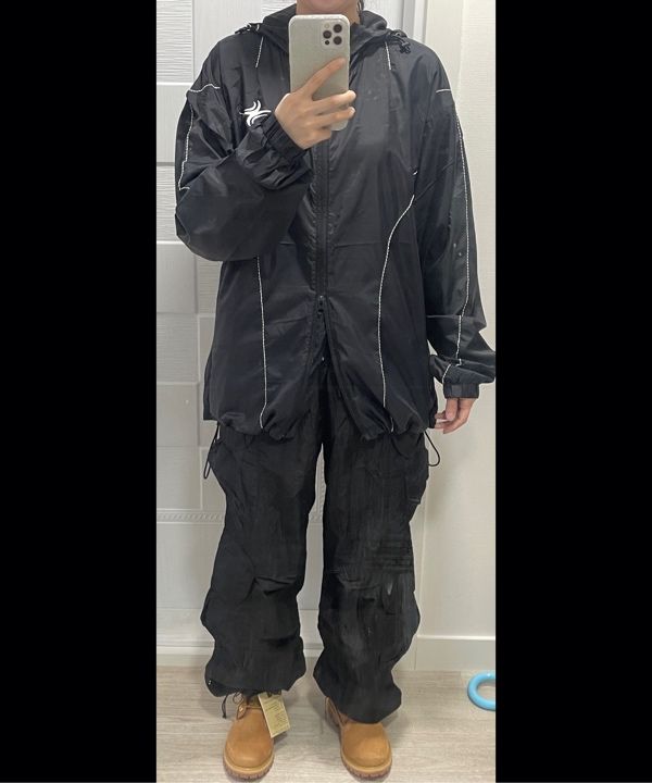 MUSINSA公式 | XTONZ XJ113 Color Stitch Light Windbreaker (BLACK)