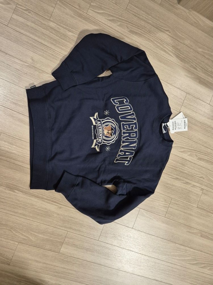 MUSINSA | COVERNAT Border collie emblem sweatshirt navy