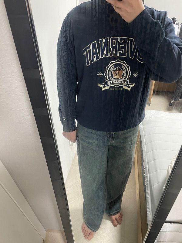 MUSINSA | COVERNAT Border collie emblem sweatshirt navy