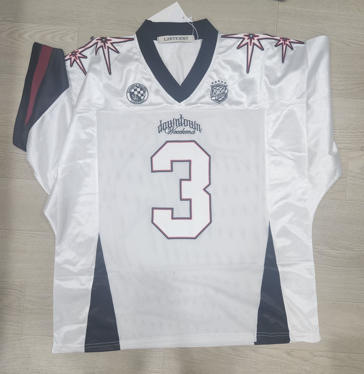 MUSINSA公式 | LARTIGENT L9 BIG NUMBER FOOTBALL TOP(WHITE)