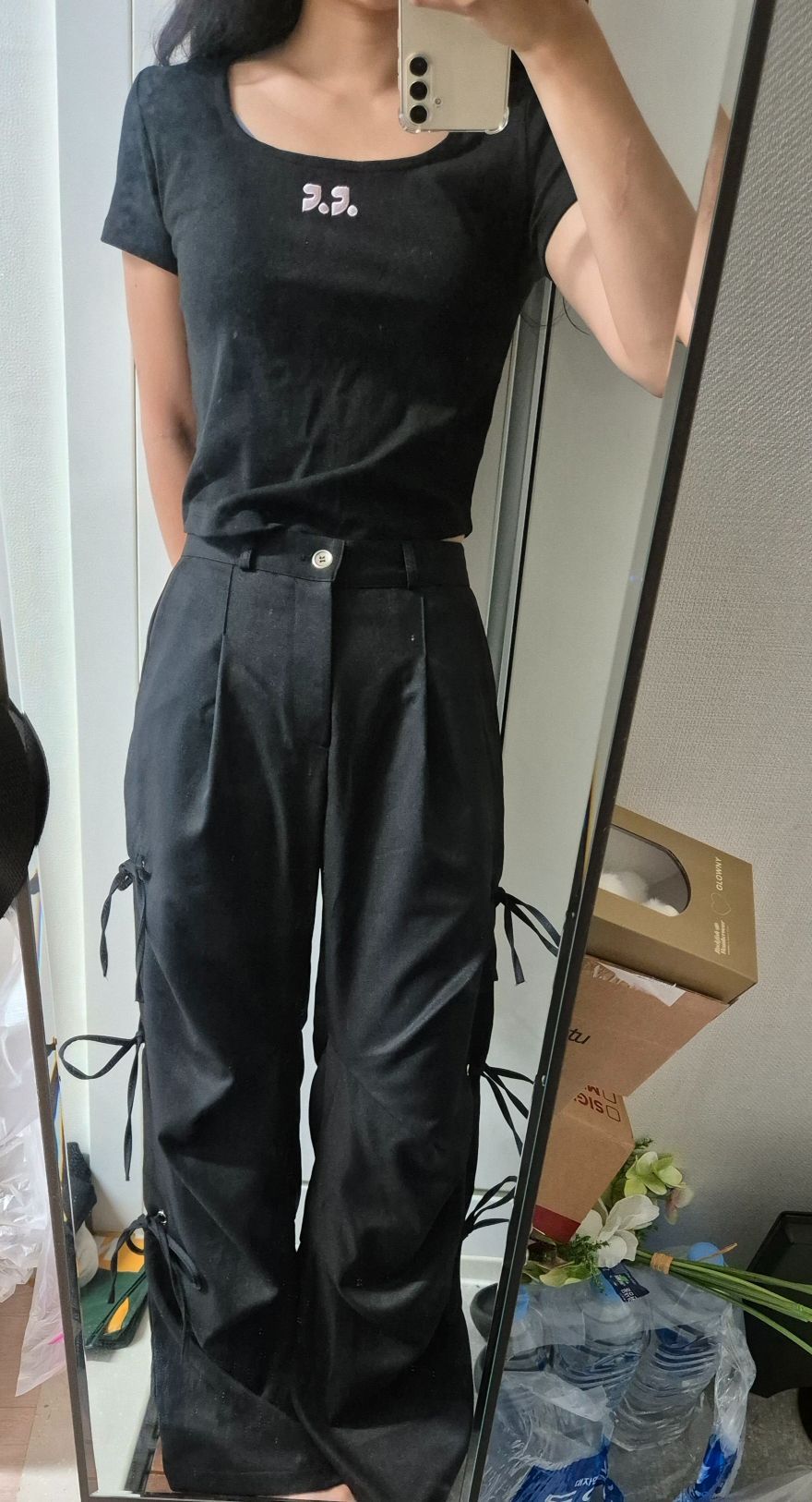 ◆24SS LARTIGENT L9 RIBBON EYELET POINT パンツ/2色◆ MUSINSA | LARTIGENT L9 RIBBON EYELET POINT PANTS(BLACK)