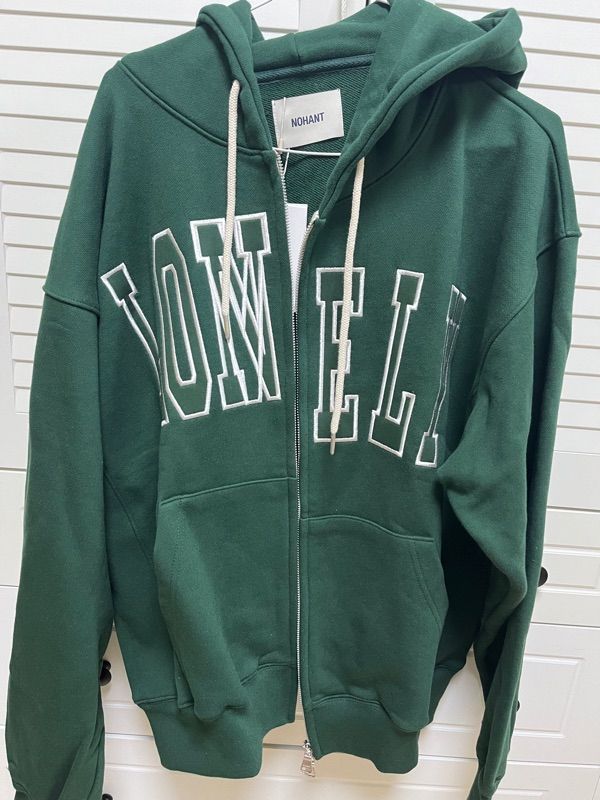 MUSINSA | NOHANT LONELY/LOVELY HOODIE ZIP-UP DEEP GREEN