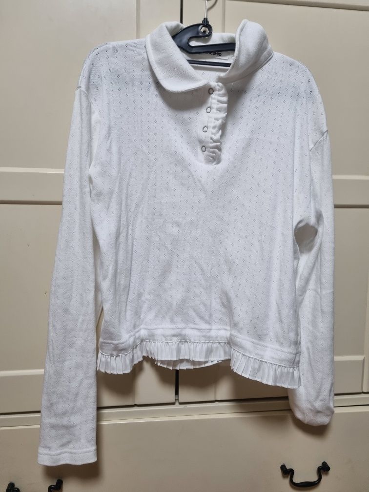 MUSINSA公式 | OHESHIO round collar frill long t-shirt (white)