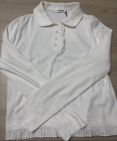 MUSINSA | OHESHIO round collar frill long t-shirt (white)