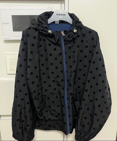 MUSINSA公式 | OHESHIO dot frill hooded windbreaker jumper (black)