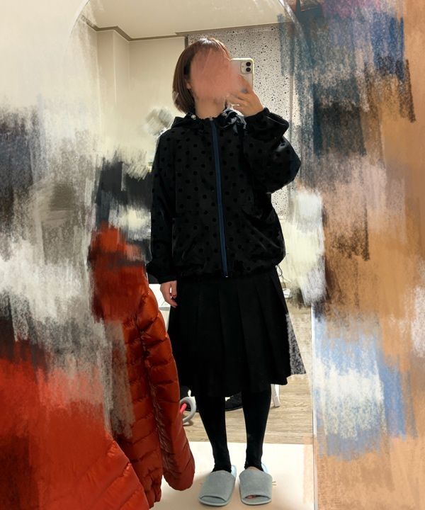 MUSINSA公式 | OHESHIO dot frill hooded windbreaker jumper (black)