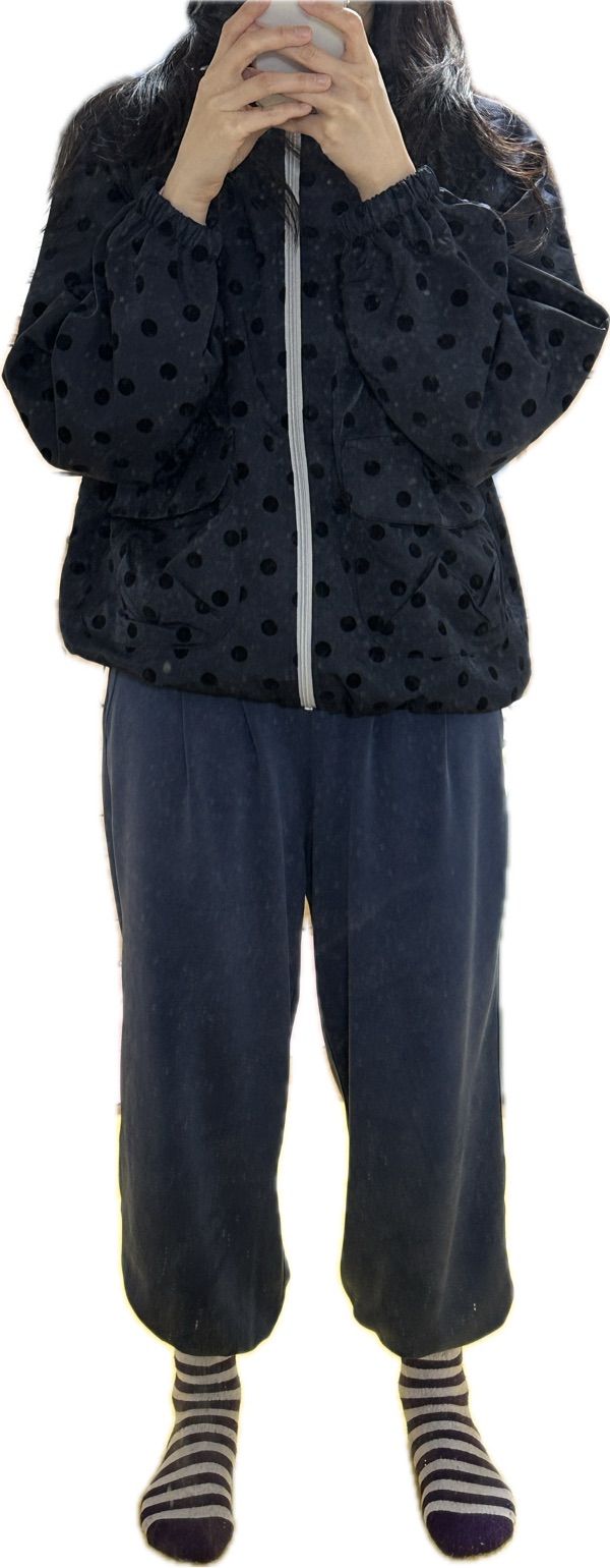 MUSINSA | OHESHIO dot frill hooded windbreaker jumper (black)