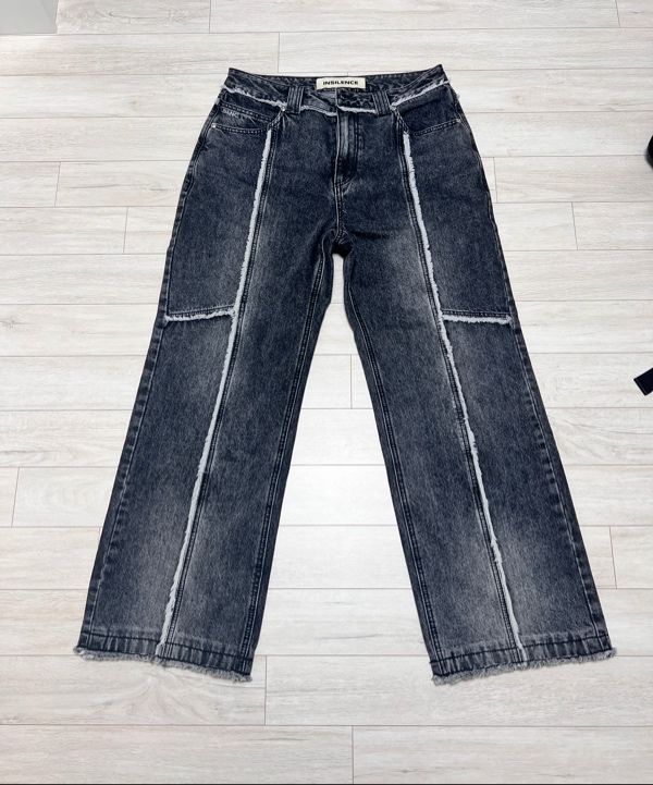 MUSINSA | INSILENCE WOMEN Tassel divide denim BLACK