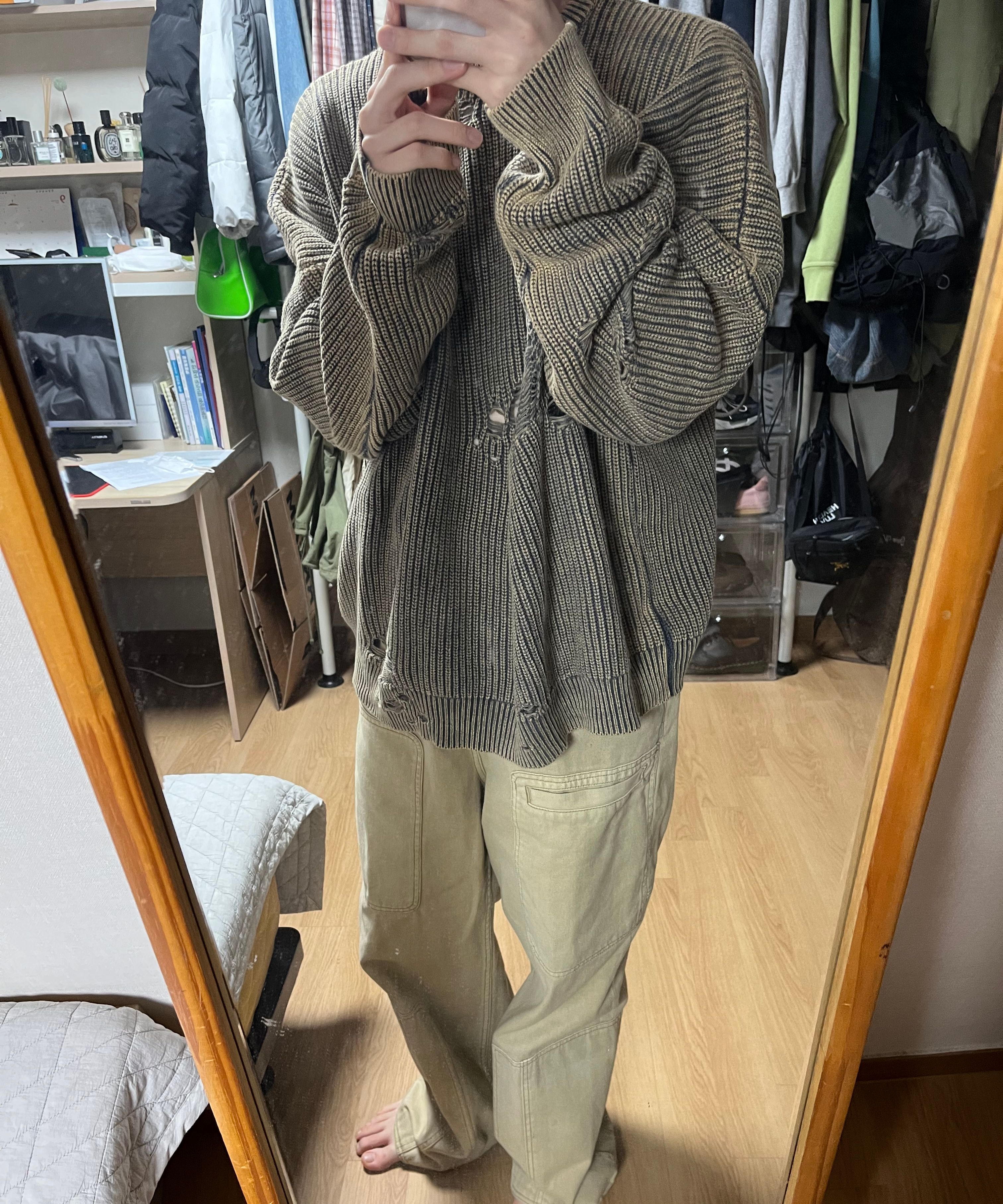 MUSINSA | NOT4NERD Pigment Dyeing Destroyed Knit Sweater