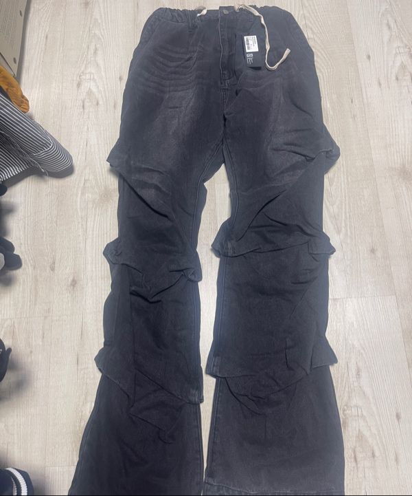 デニム・ジーパン NOT4NERD Shirring Wide Leg Denim Pants Black PT097BK MUSINSA公式 | NOT4NERD Shirring Wide Leg Denim Pants - Black