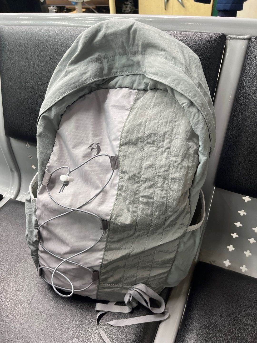 MUSINSA | WAI KEI Half String Nylon Backpack Gray