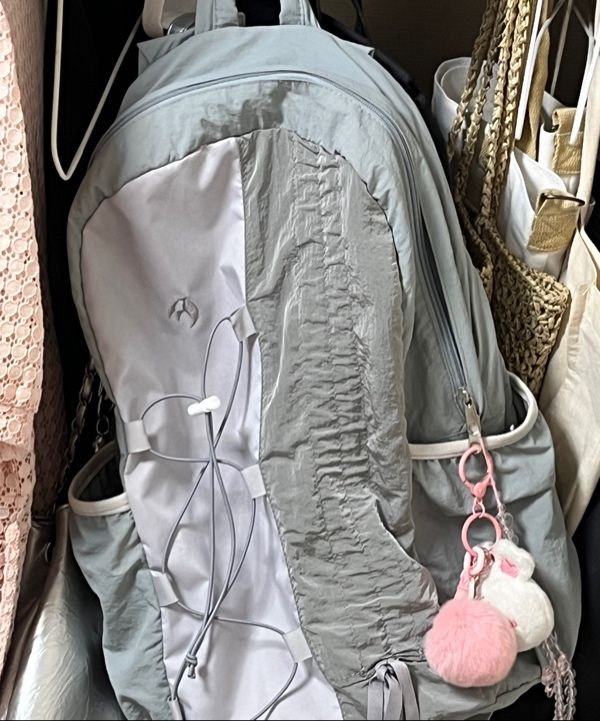 MUSINSA | WAI KEI Half String Nylon Backpack Gray