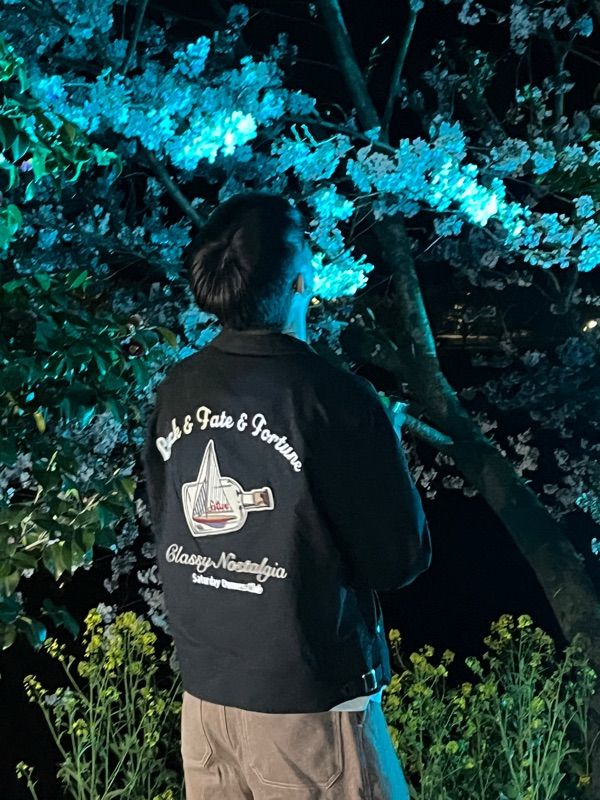 MUSINSA | SATUR Applique Artwork Logo Collar Jacket Resort Black