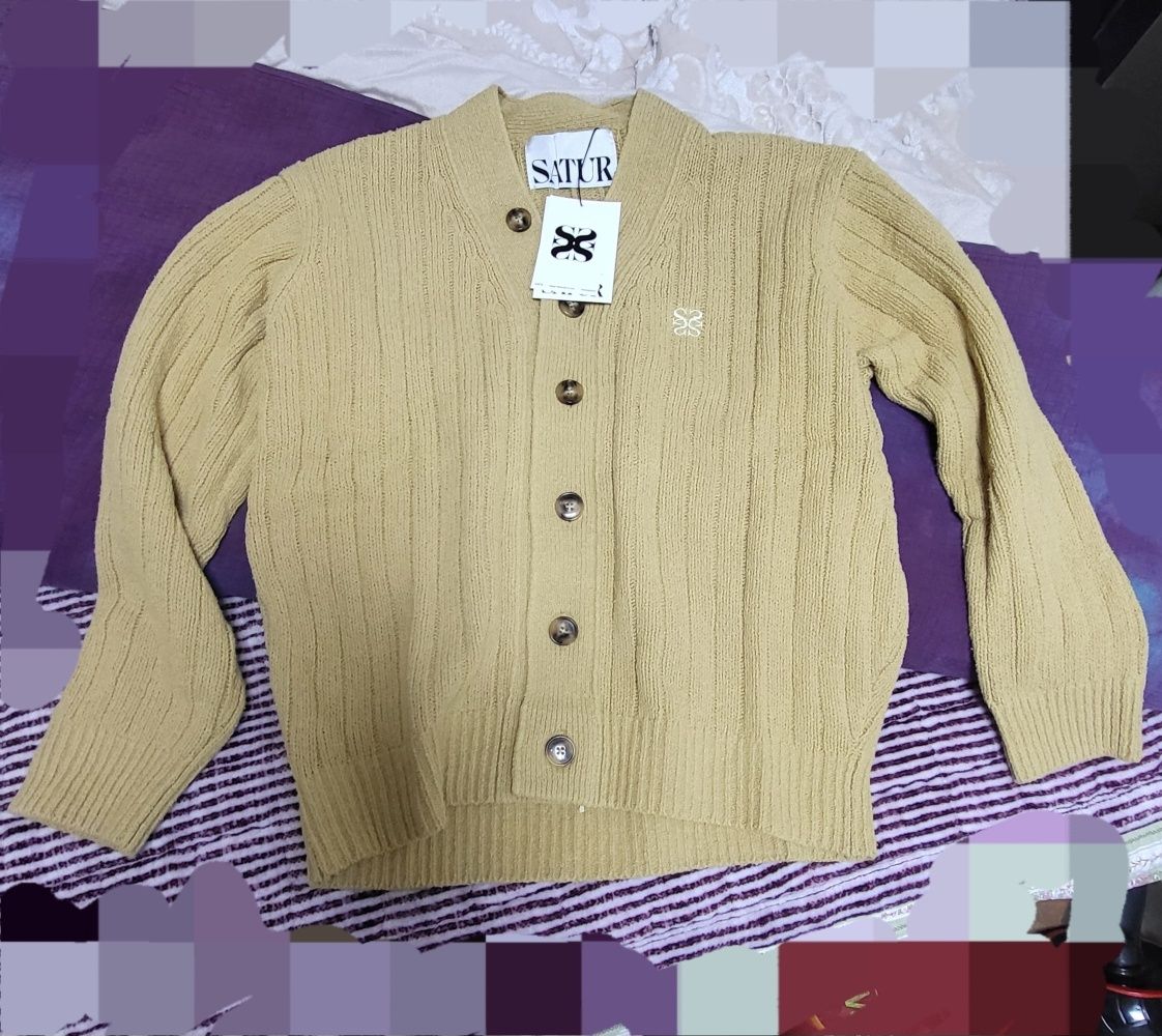 MUSINSA公式 | SATUR Faro oversized boucle cardigan camel beige