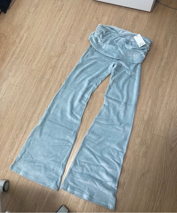 MUSINSA | SCULPTOR Velour Shirring Lowrise Pants Baby Blue