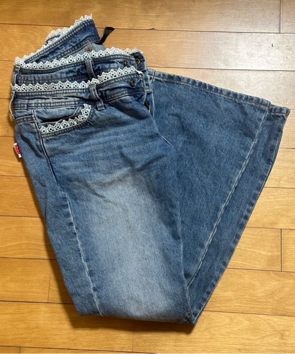 Double Waist Boots Cut Denim Mid Blue　S MUSINSA | SCULPTOR Double Waist Boots Cut Denim Mid Blue