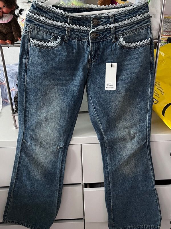 【SCULPTOR】Double Waist Boots Cut Denim Double Waist Boots Cut Denim Vintage Ice – Sculptor