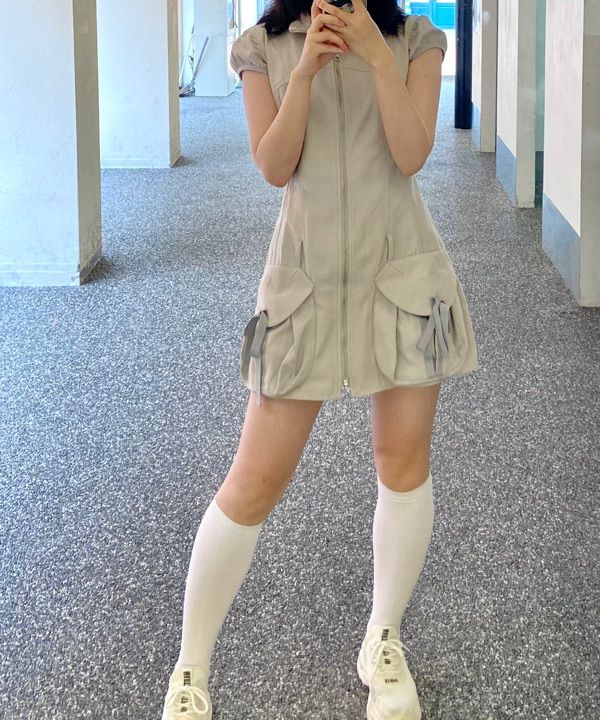 ★SCULPTOR★ Cargo ZipUp Dress Ice Gray SC24S302GY MUSINSA | SCULPTOR Cargo Zip-Up Dress Ice Gray