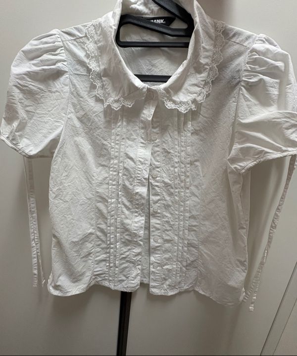MUSINSA | CRANK Pin-tuck Lace Collar Blouse_White