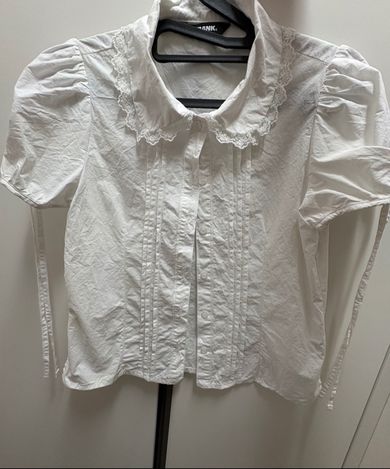 MUSINSA | CRANK Pin-tuck Lace Collar Blouse_White