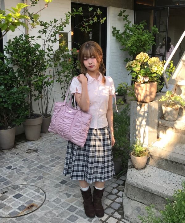 MUSINSA公式 | CRANK ピンタックレースカラー ブラウス_ピンク