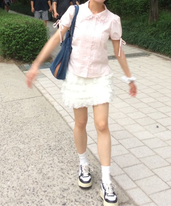 MUSINSA公式 | CRANK ピンタックレースカラー ブラウス_ピンク