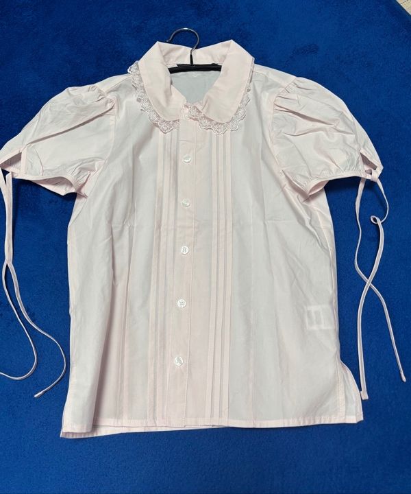 MUSINSA | CRANK Pintuck lace collar blouse_pink