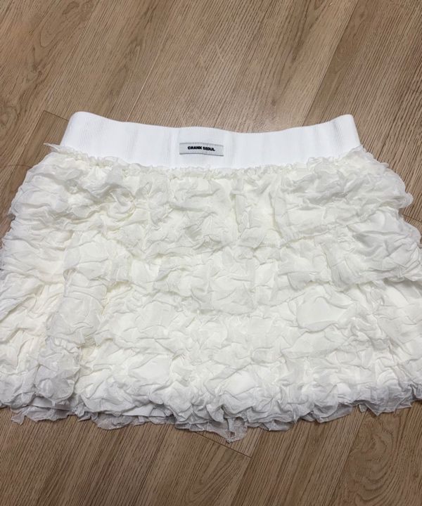 MUSINSA | CRANK Ruffled Mini Skirt_Cream