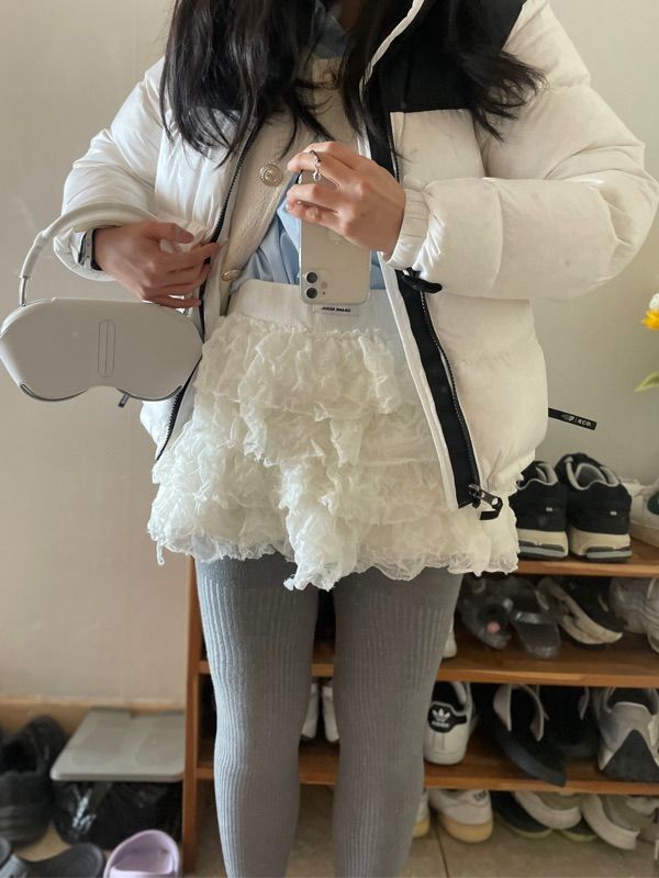 ★CRANK★CANCAN FRILL MINI SKIRT_IVORY★正規品/韓国直送料込 CRANK Cancan Frill Mini Skirt (Ivory): Feminine, Stylish